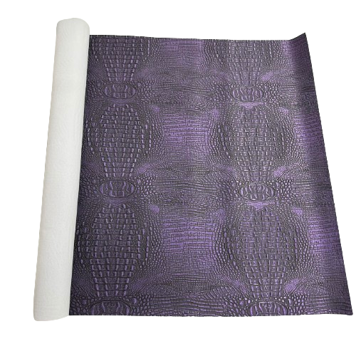 Purple | Black Mugger Two Tone Gator Faux Leather Vinyl Fabric