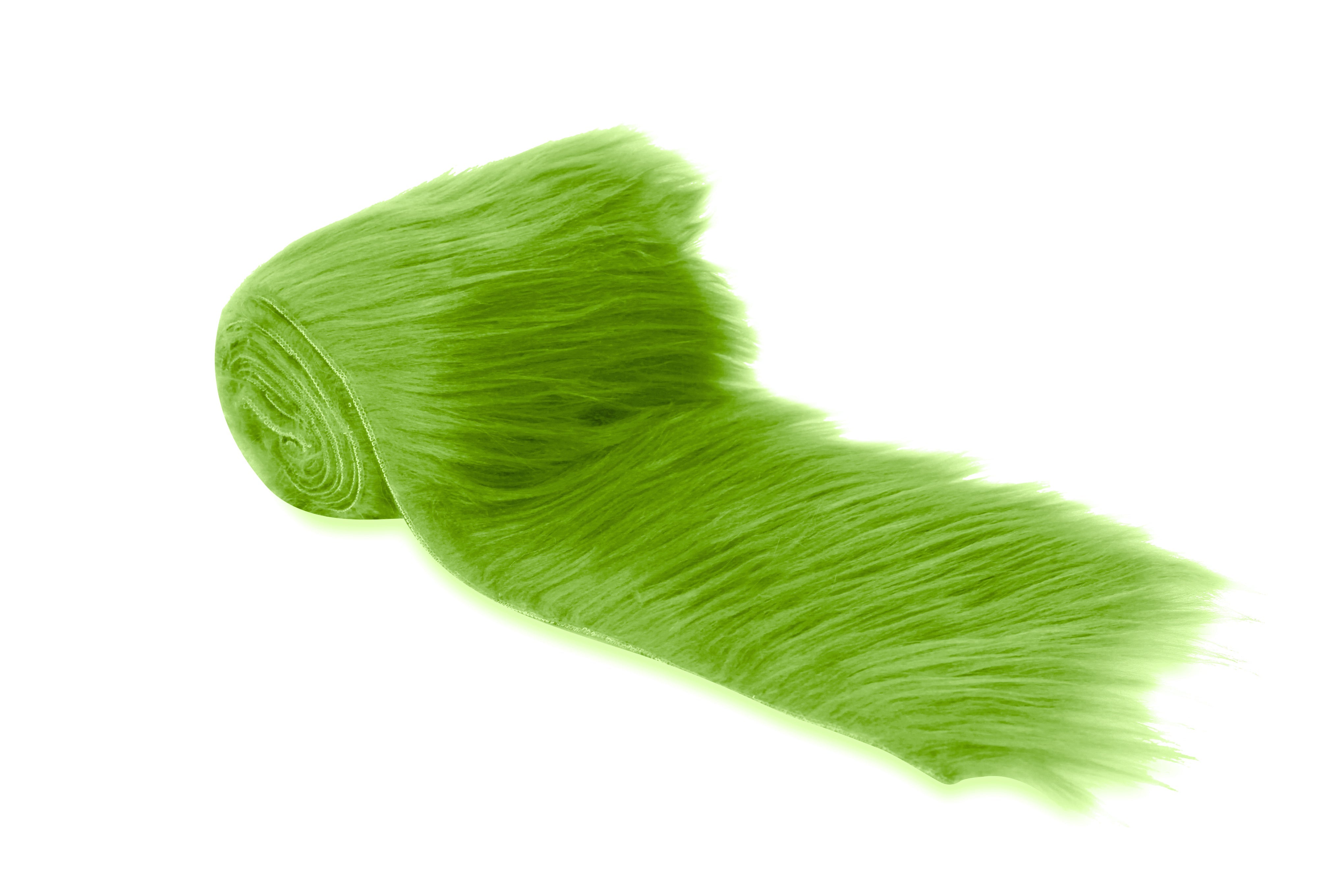 FabricLA Mohair Shaggy Faux Fur Fabric - Pre Cut Strips | Trim Ribbon | DIY Craft, Hobby, Costume, Decoration - Apple Green