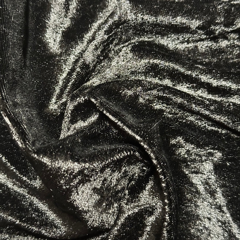 Pane Polyester Velvet Fabric | Spandex Palace Black