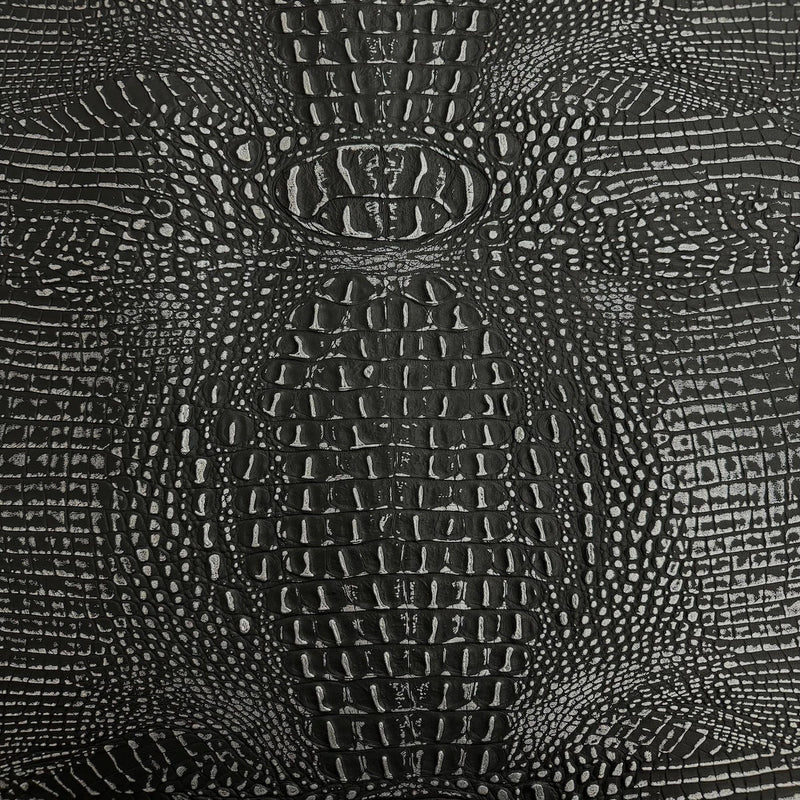 Black | Silver Mugger Two Tone Gator Faux Leather Vinyl Fabric