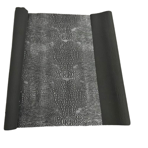 Black | Silver Mugger Two Tone Gator Faux Leather Vinyl Fabric