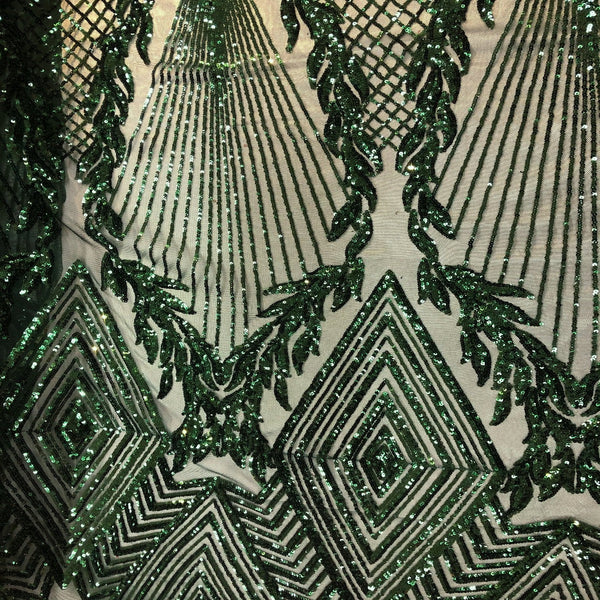 Hunter Green Alpica Sequins Lace Fabric