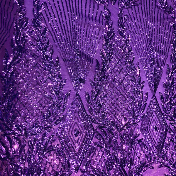 Purple Alpica Sequins Lace Fabric