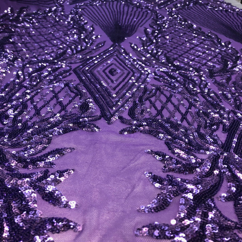 Purple Alpica Sequins Lace Fabric