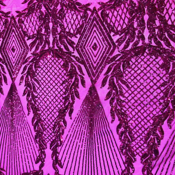 Fuchsia Alpica Sequins Lace Fabric