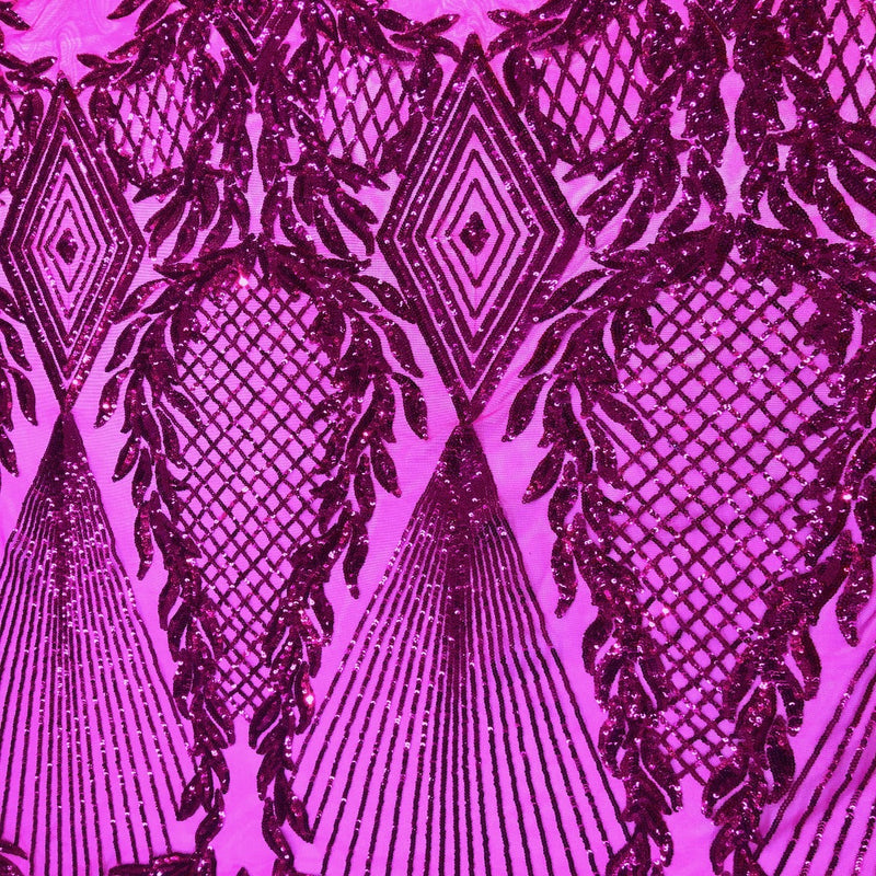 Fuchsia Alpica Sequins Lace Fabric