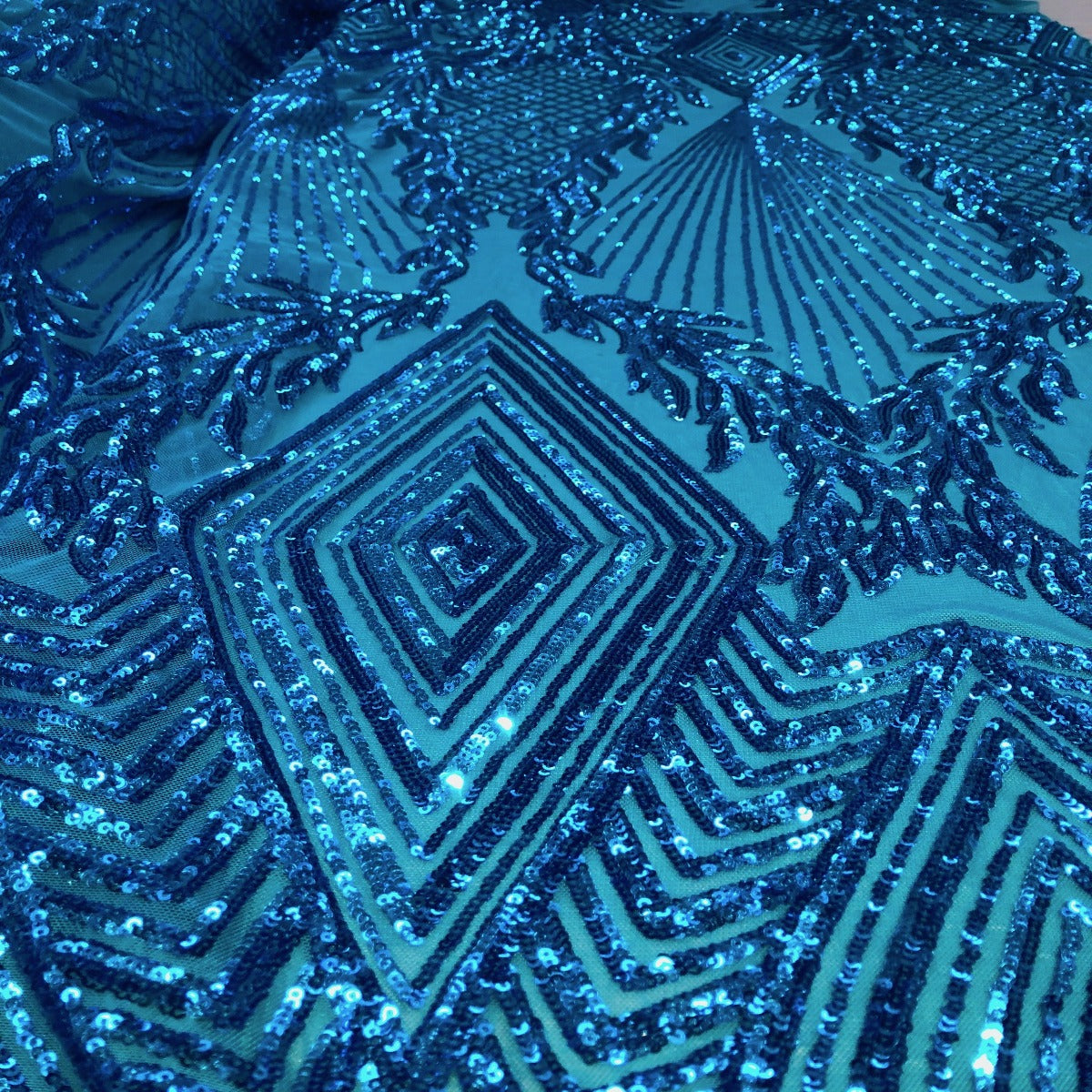 Alpica Geometric Stretch Sequins Fabric | Spandex Palace