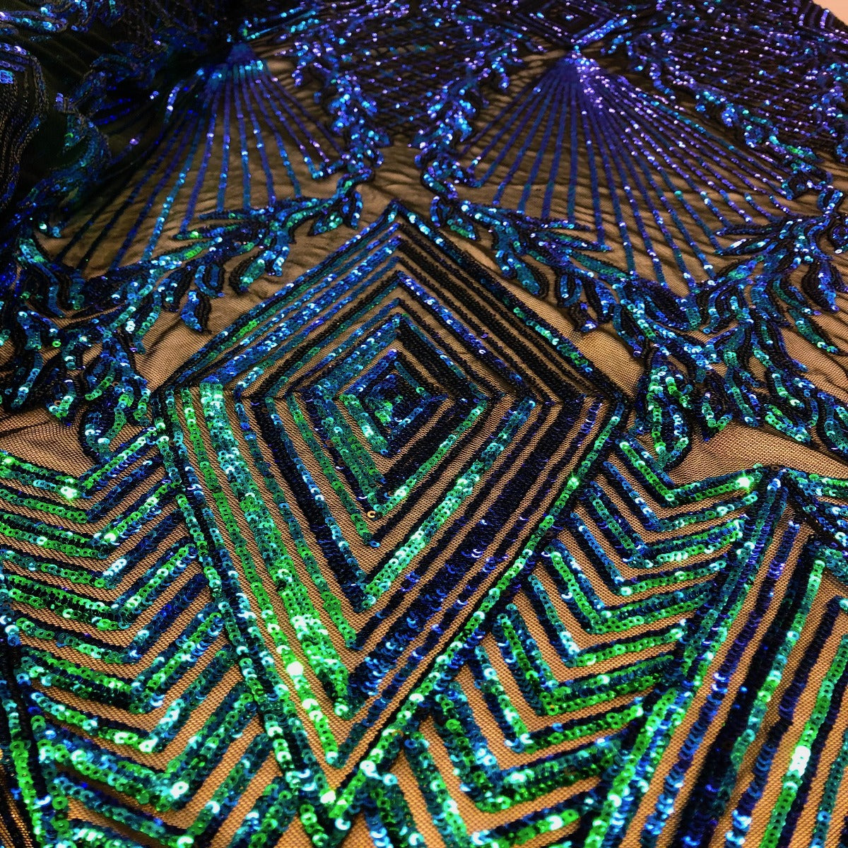Alpica Geometric Stretch Sequins Fabric | Spandex Palace