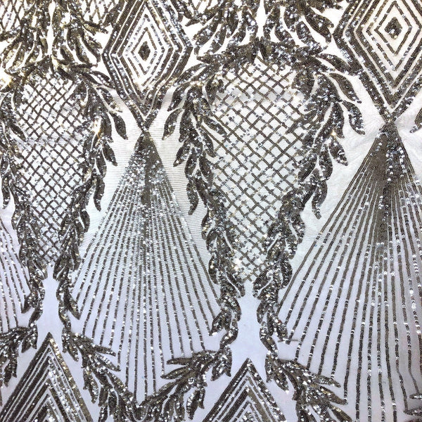 Silver Alpica Sequins Lace Fabric