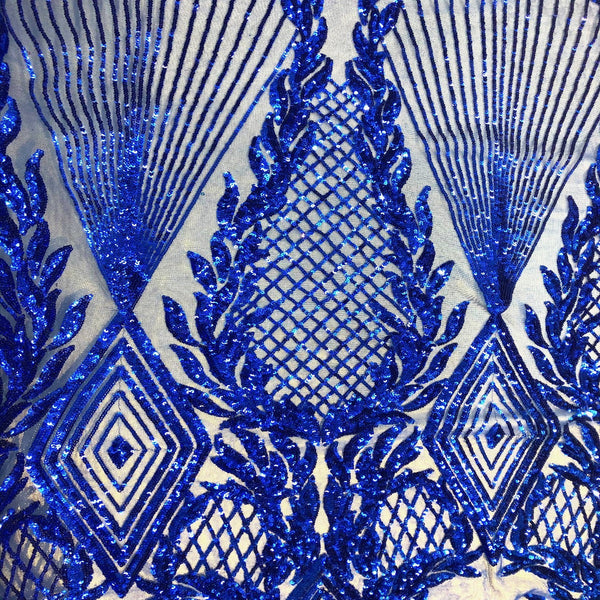 Royal Blue Alpica Sequins Lace Fabric