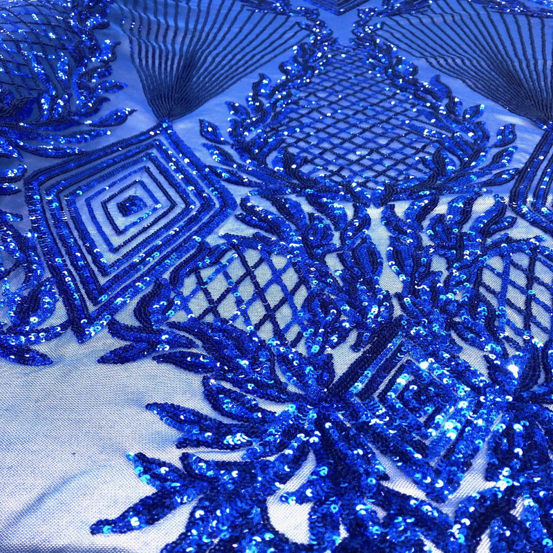 Royal Blue Alpica Sequins Lace Fabric