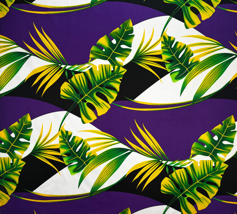 Split Leaf & Palm Fabric | Cotton Poplin  | Spandex Palace