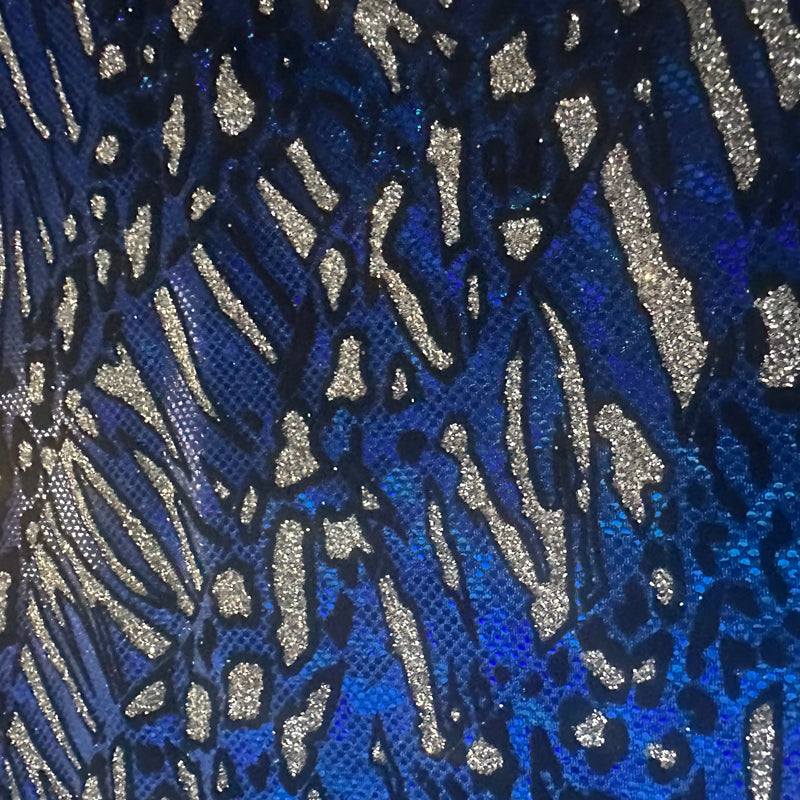 Cheetah Metallic Flocking Hologram Fabric in Nylon Spandex | Spandex Palace Royal