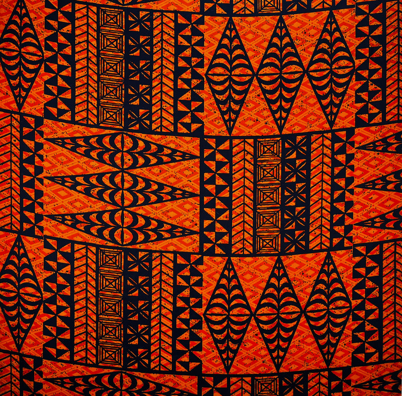 Traditional Tongan Geometric Design Fabric | Cotton