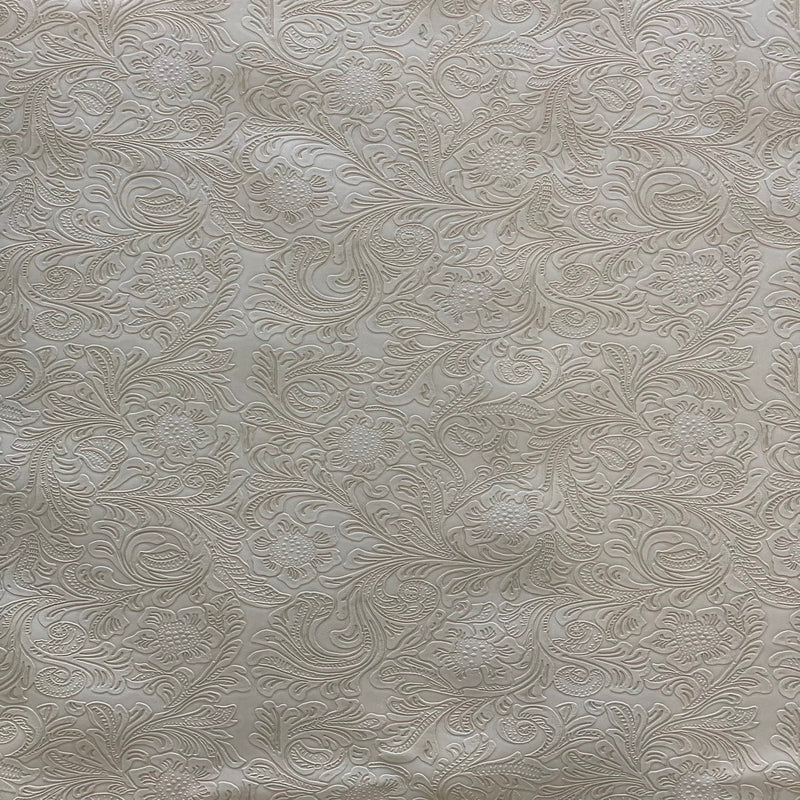 Beige Western Floral PU Faux Leather Vinyl Fabric