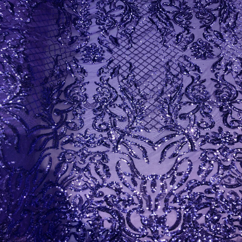 Lavender Purple Luna Stretch Sequins Lace Fabric