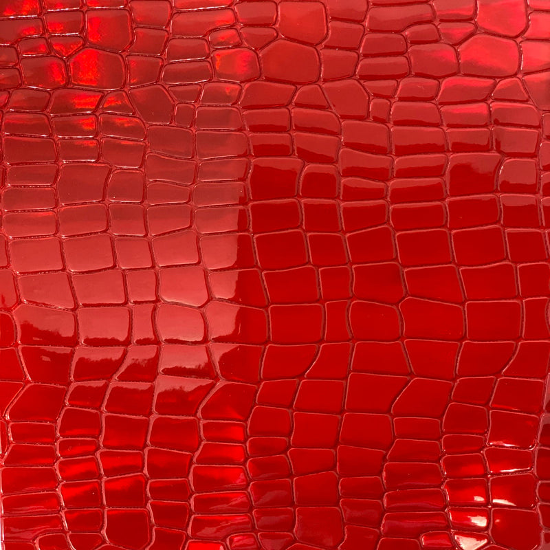 Red Iridescent Faux Crocodile Vinyl Fabric