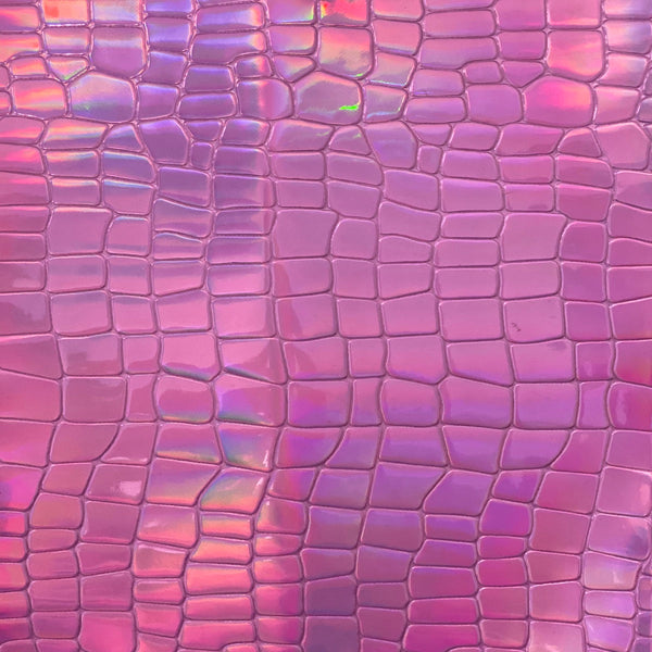 Pink Iridescent Faux Crocodile Vinyl Fabric