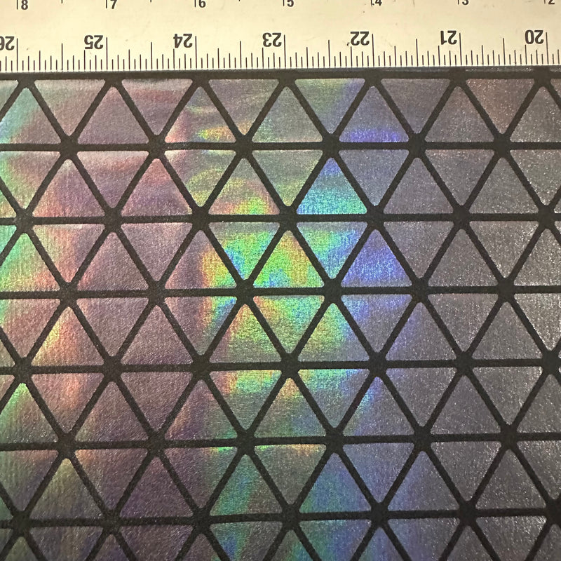 Honeycomb Triangle Stretchy Hologram Tricot Fabric | Spandex Palace Black Black