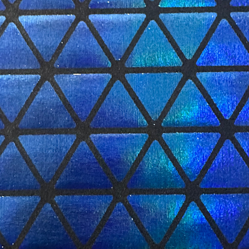 Honeycomb Triangle Stretchy Hologram Tricot Fabric | Spandex Palace Black Royal