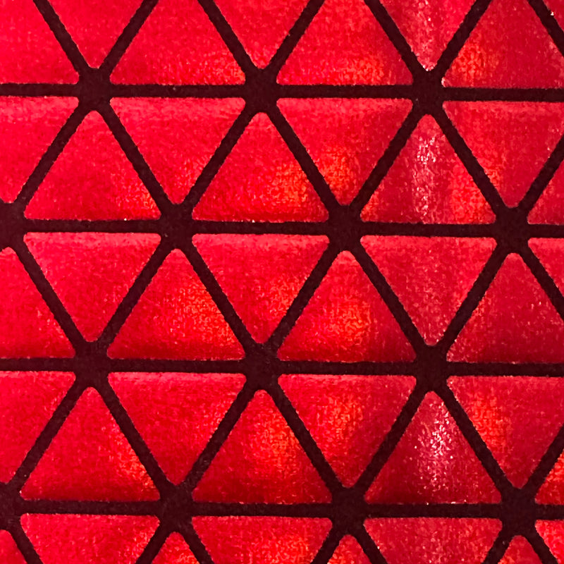 Honeycomb Triangle Stretchy Hologram Tricot Fabric | Spandex Palace Black Red