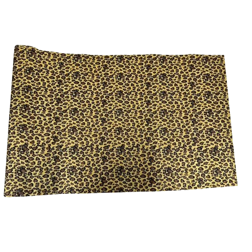 Gold | Brown Leopard Print Glitter Canvas Vinyl Fabric