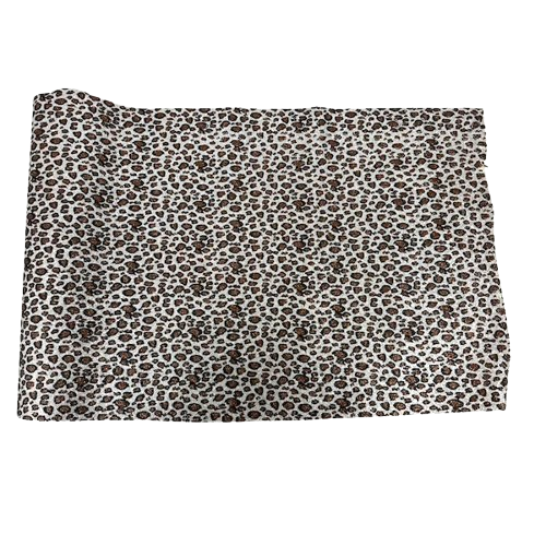 Silver | Brown Leopard Print Glitter Canvas Vinyl Fabric