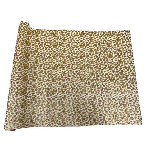 Beige | Pink Leopard Print Glitter Canvas Vinyl Fabric