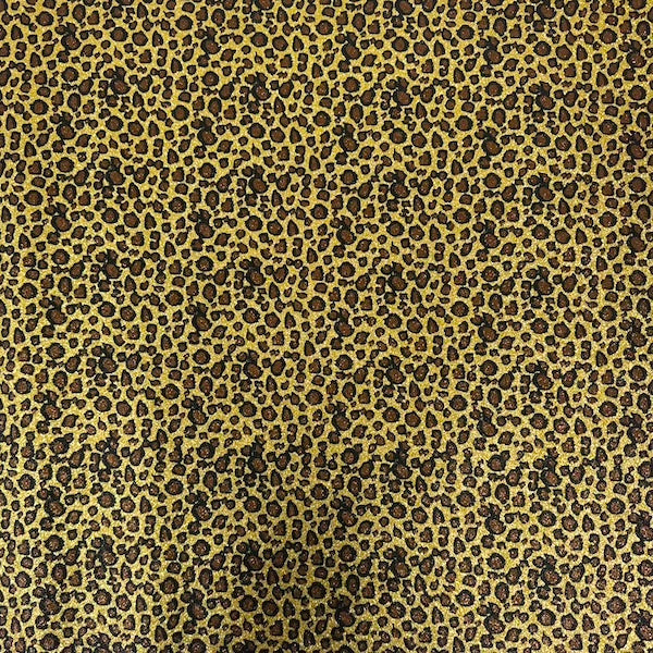 Leopard Print Glitter Canvas Vinyl Fabric