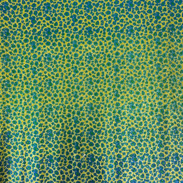 Green | Blue Leopard Print Glitter Canvas Vinyl Fabric