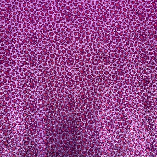 Purple | Fuchsia Leopard Print Glitter Canvas Vinyl Fabric