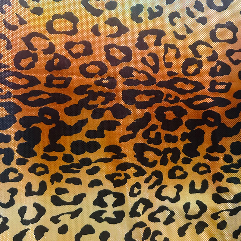 Leopard Tie Dye Hologram Stretch Tricot Fabric | Spandex Palace  Orange