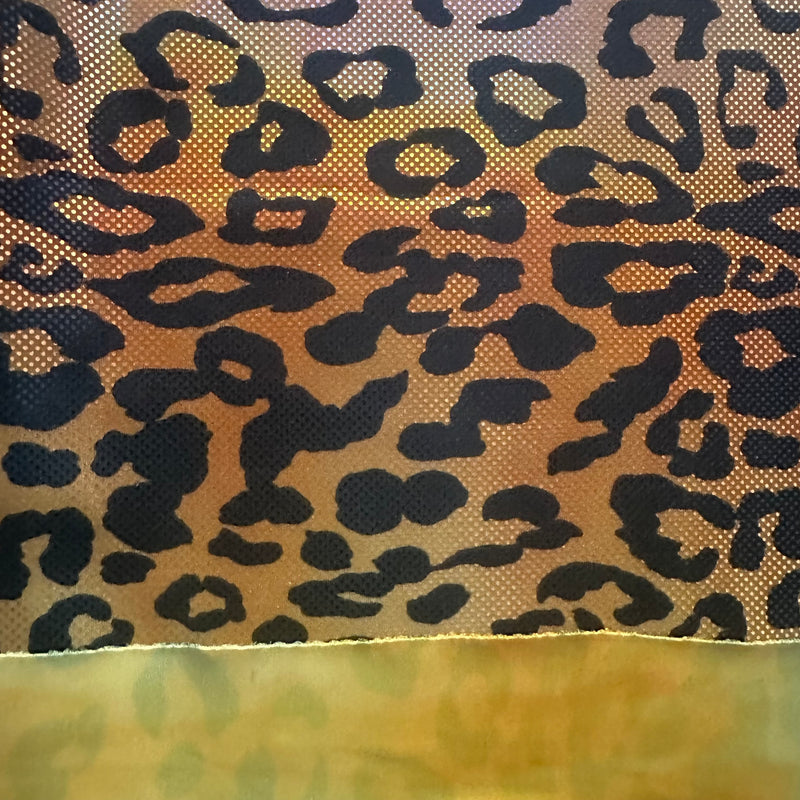 Leopard Tie Dye Hologram Stretch Tricot Fabric | Spandex Palace Orange