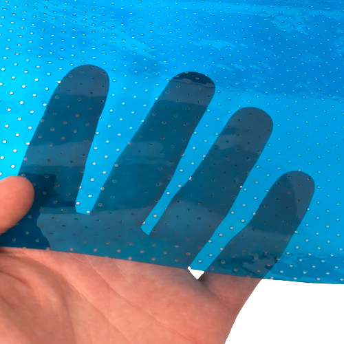 Blue Perforated Tinted PVC Marine Clear Vinyl Fabric