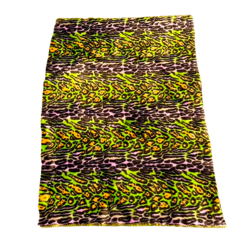 Green | Lavender Multicolor Rainbow Leopard Print Faux Fur Fabric