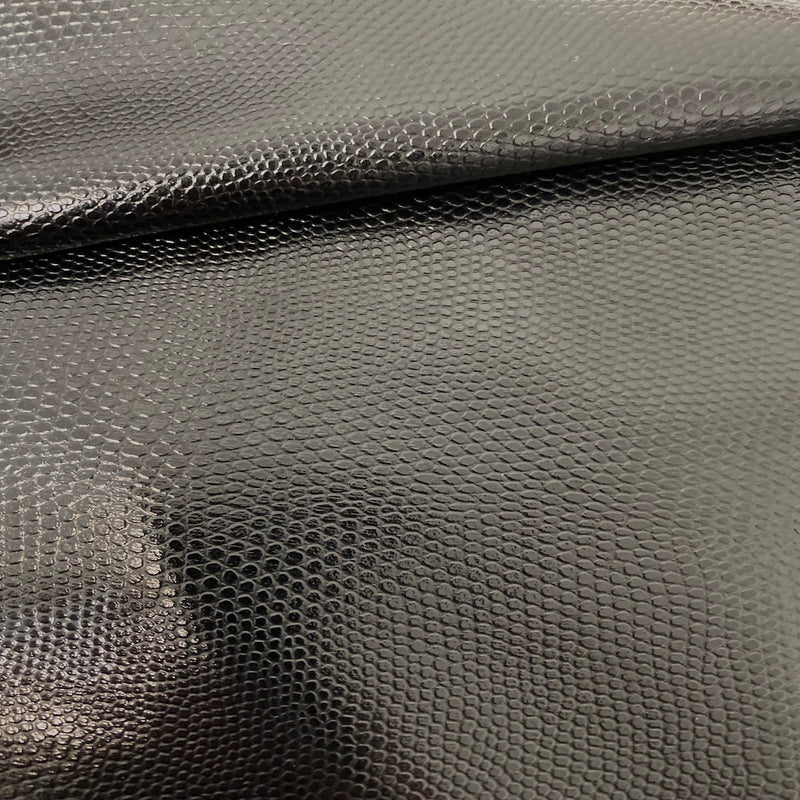 Black Anaconda Snake Skin Stretch Vinyl Fabric