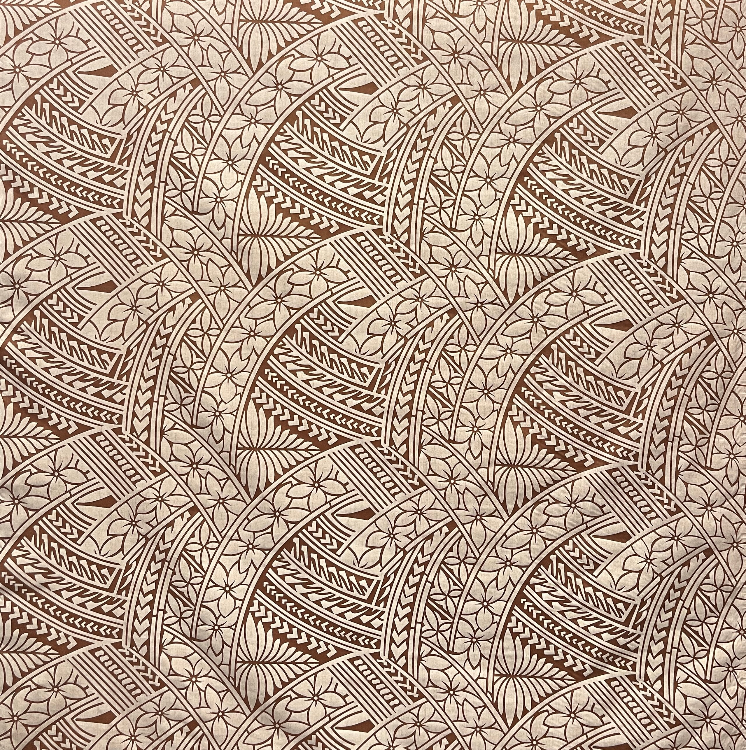 Hibiscus Traditional Polynesian Tattoo Fabric | Poly Cotton