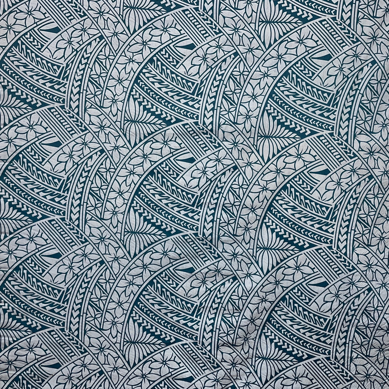 Hibiscus Traditional Polynesian Tattoo Fabric | Poly Cotton