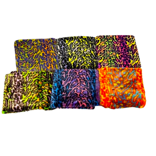 Lime Green | Orange Multicolor Rainbow Leopard Print Faux Fur Fabric