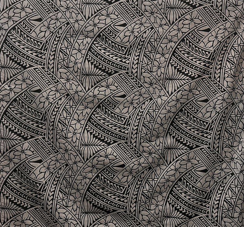 Hibiscus Traditional Polynesian Tattoo Fabric | Poly Cotton