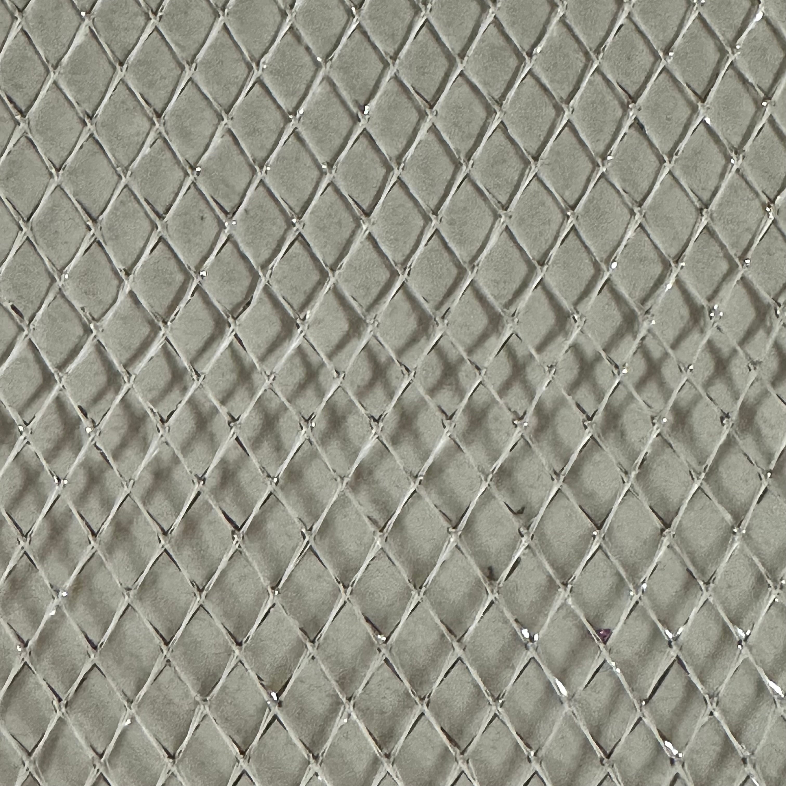 Non Stretch Polyester Diamond Fish knit |Spandex Palace  White Silver