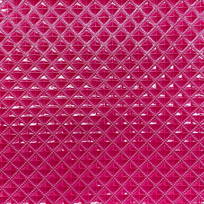 Fuchsia Diamond Embossed Vinyl Fabric