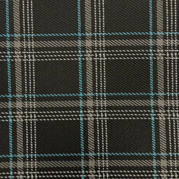 Turquoise Blue Plaid Acrylic Twill Upholstery Fabric