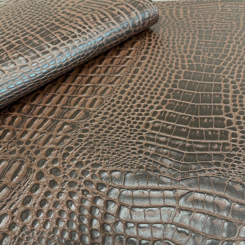 Dark Brown Marine Gator Vinyl Fabric