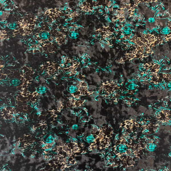 Camouflage Leopard Print Crushed Stretch Velvet Fabric