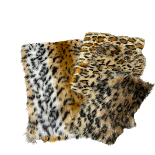 Gold Galactic Leopard Print Long Pile Faux Fur Fabric