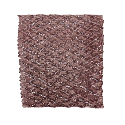 Dusty Pink Diamond Pattern Sequins Stretch Mesh Fabric