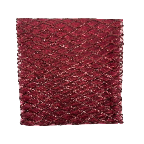 Burgundy Diamond Pattern Sequins Stretch Mesh Fabric