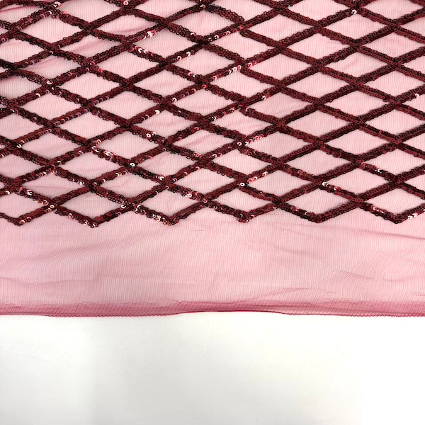 Diamond Pattern Sequins Stretch Mesh Fabric