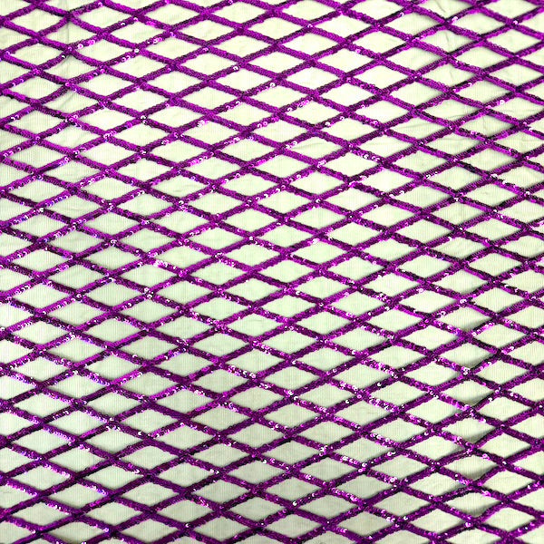 Diamond Pattern Sequins Stretch Mesh Fabric